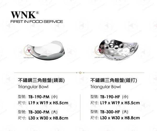 WNK 不鏽鋼三角翹盤