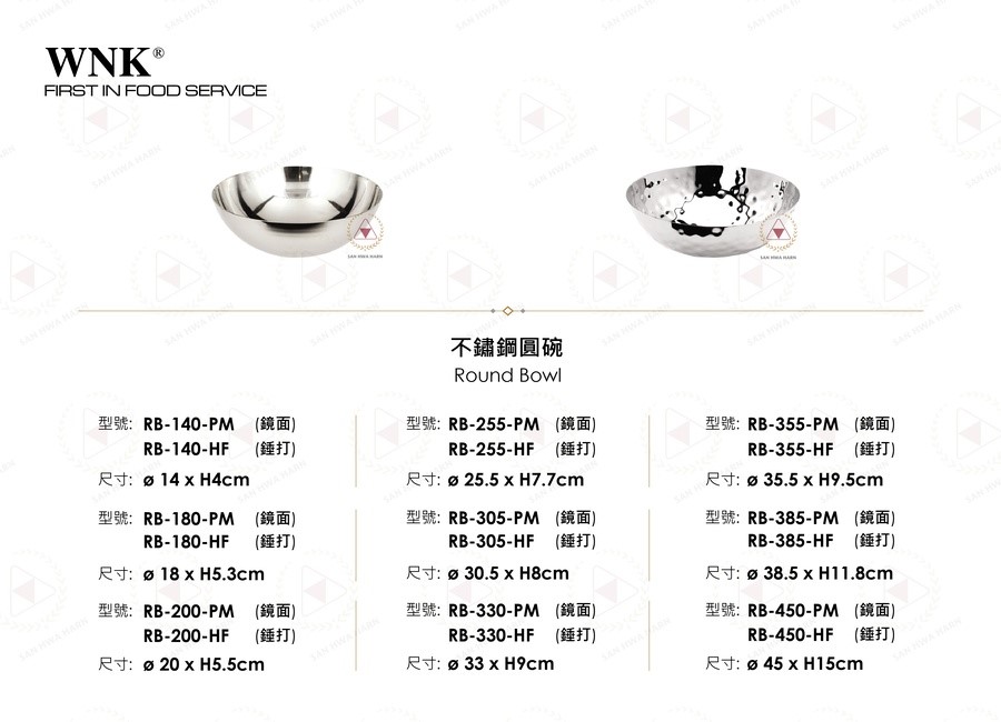 WNK 不鏽鋼圓碗