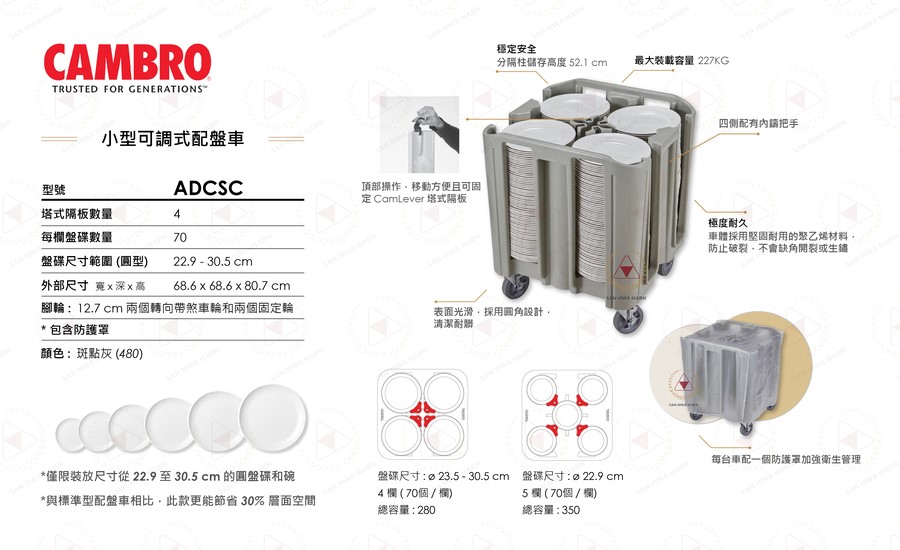 CAMBRO美製小型可調式配盤車ADCSC